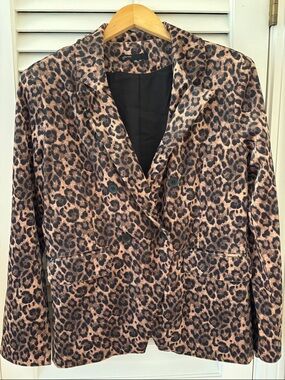Gibson Leopard Print Double-Breasted Blazer - Brown/Black